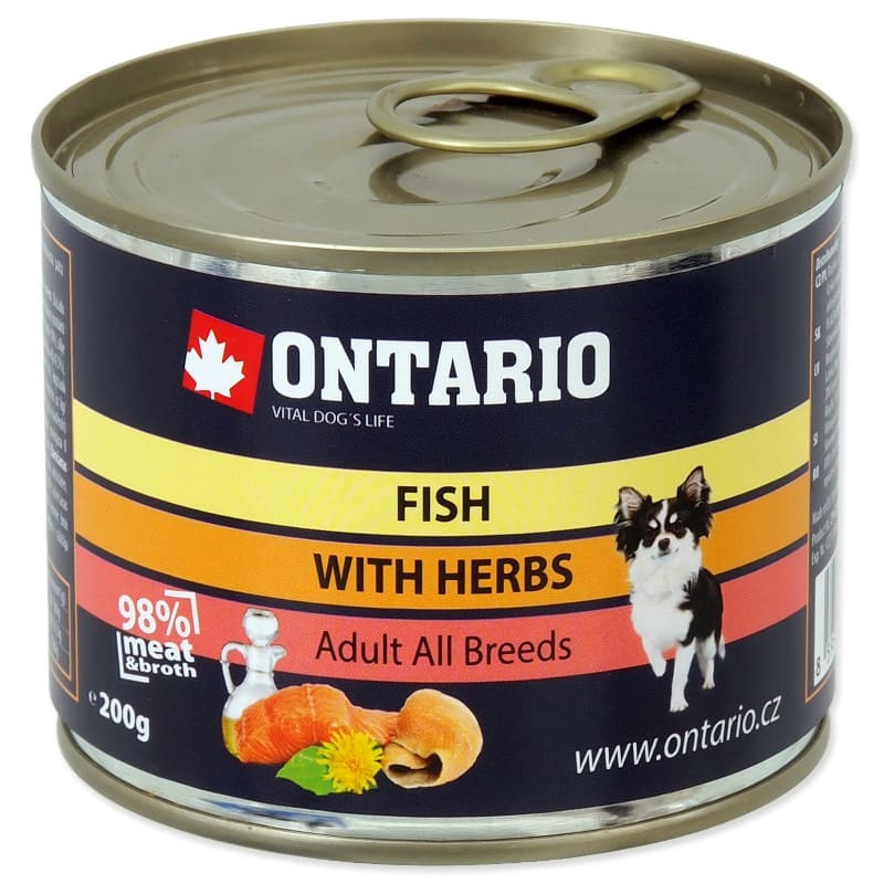 Влажный корм ONTARIO MULTI FISH and Salmon Oil для взрослых собак малых пород с тремя видами рыбы и целебными травами на масле лосося 200 гр