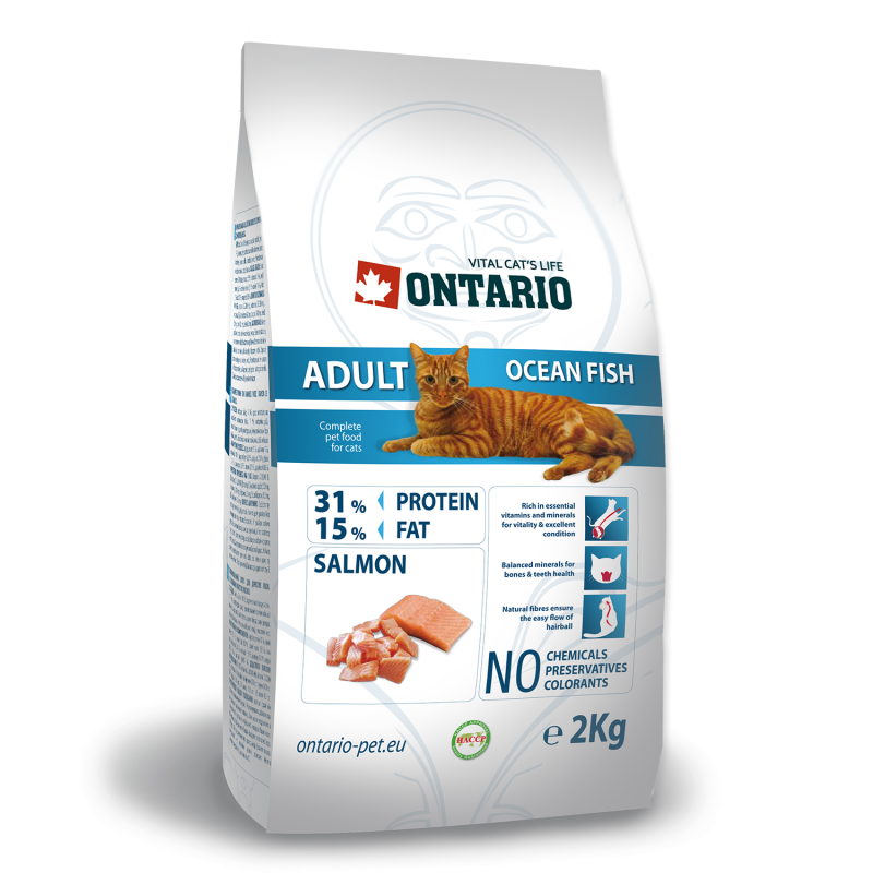 Сухой корм Супер Премиум класса Ontario Adult Ocean Fish для взрослых кошек с морской рыбой 400 гр