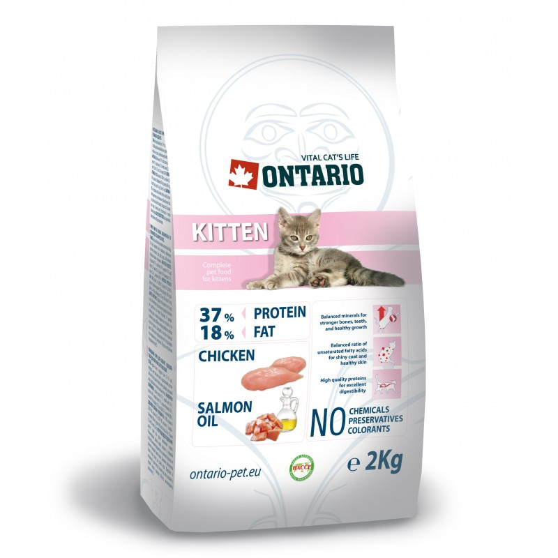 Сухой корм Супер Премиум класса Ontario Kitten для котят, беременных и кормящих кошек с мясом курицы 400 гр
