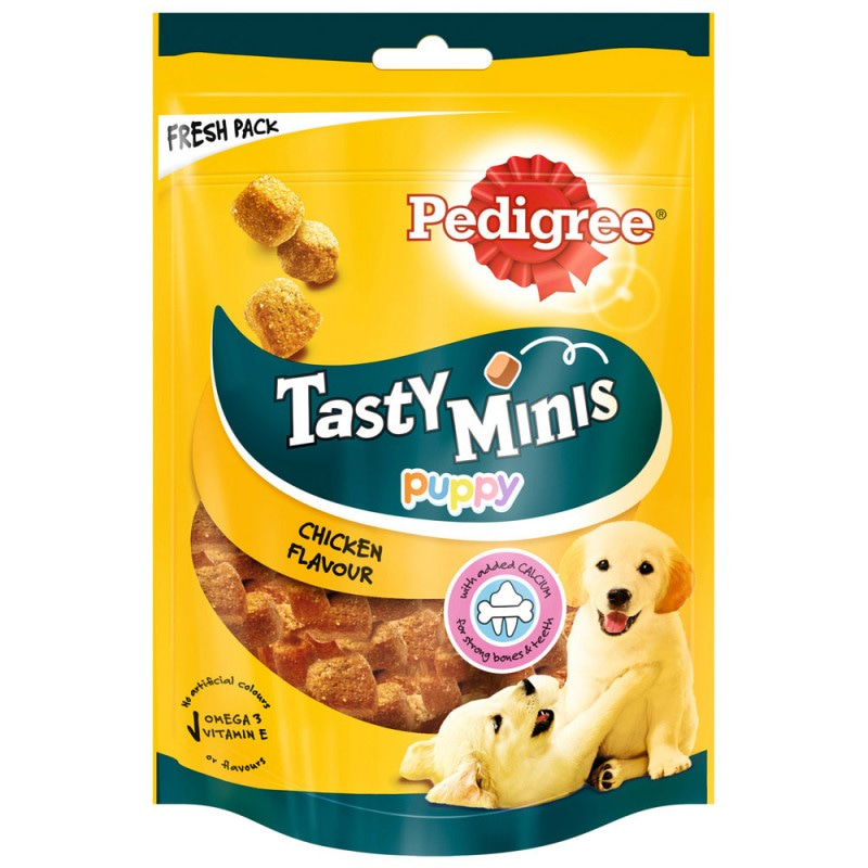 Лакомство для щенков Pedigree Tasty Minis ароматные кусочки с курицей 125 г