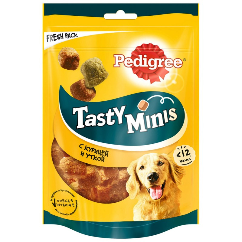 Лакомство для взрослых собак всех пород Pedigree Tasty Minis с курицей и уткой, 130 г