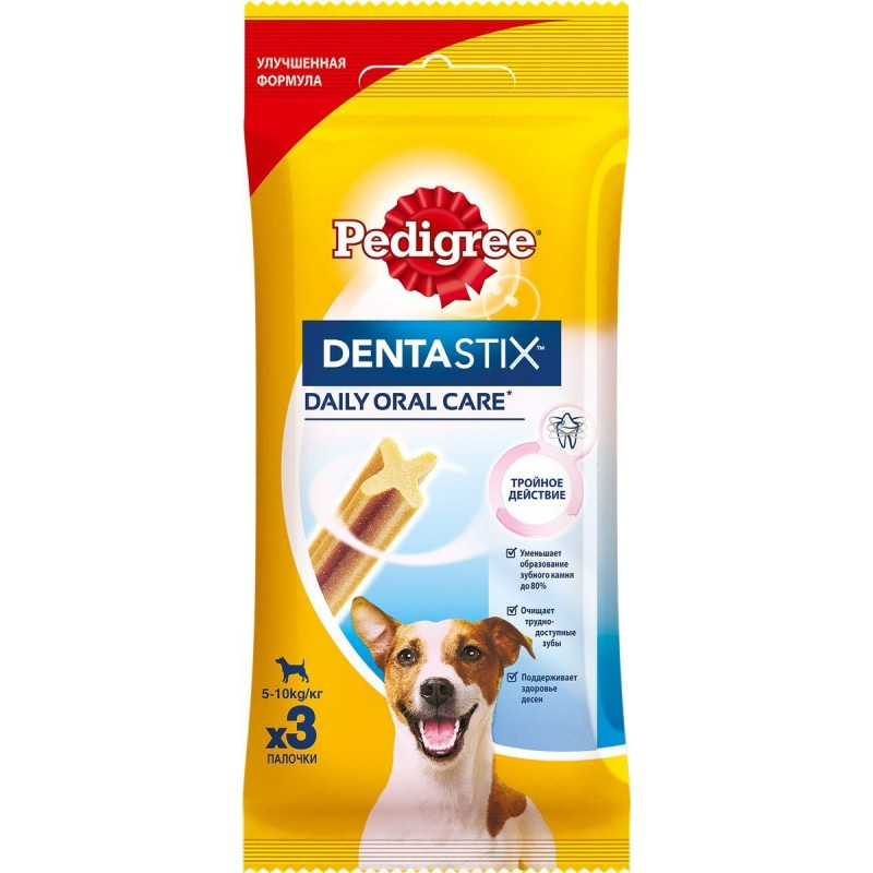 Лакомство для ухода за зубами PEDIGREE Denta Stix для собак малых пород от 5 до 10 кг, 45 г