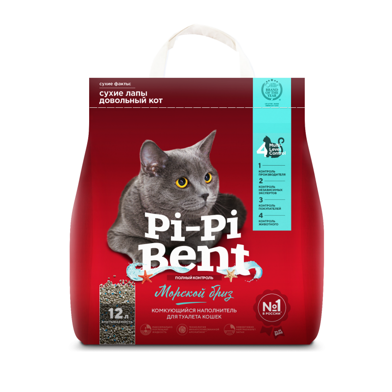 Купить Наполнитель для кошачьего туалета Pi-Pi-Bent Морской бриз, комкующийся,  5 кг/12 л Pi-Pi-Bent в Калиниграде с доставкой (фото)
