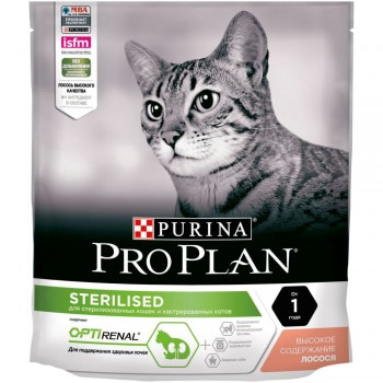 Purina Pro Plan OPTIRENAL Sterilised для стерилизованных кошек, лосось, 400 г