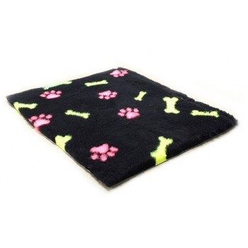 ProFleece коврик меховой Лапки и Косточки 1х1,6 м черный/розовый/желтый