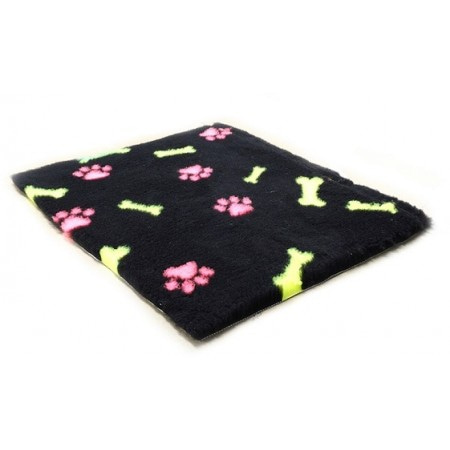 ProFleece коврик меховой Лапки и Косточки 1х1,6 м черный/розовый/желтый