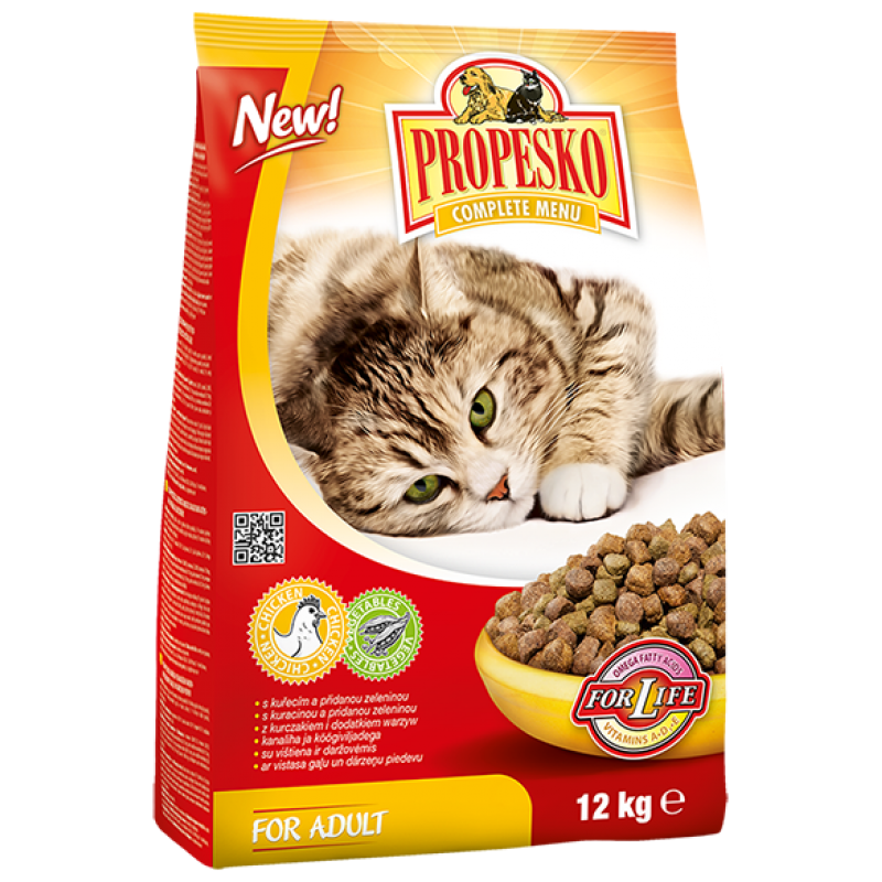 Сухой корм для кошек Propesko, с курицей и овощами, 12 кг