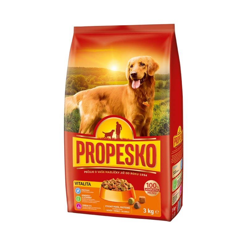 Сухой корм для собак Propesko с птицей, говядиной и овощами 3 кг