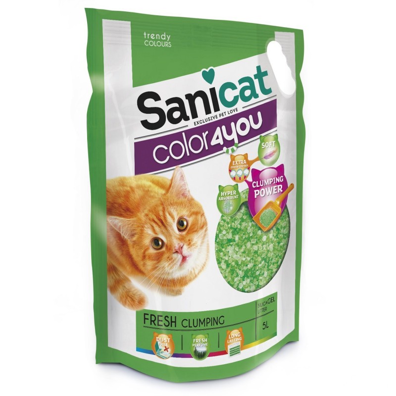 Комкующийся наполнитель Sanicat Color4you fresh 5 л зеленый с запахом свежести