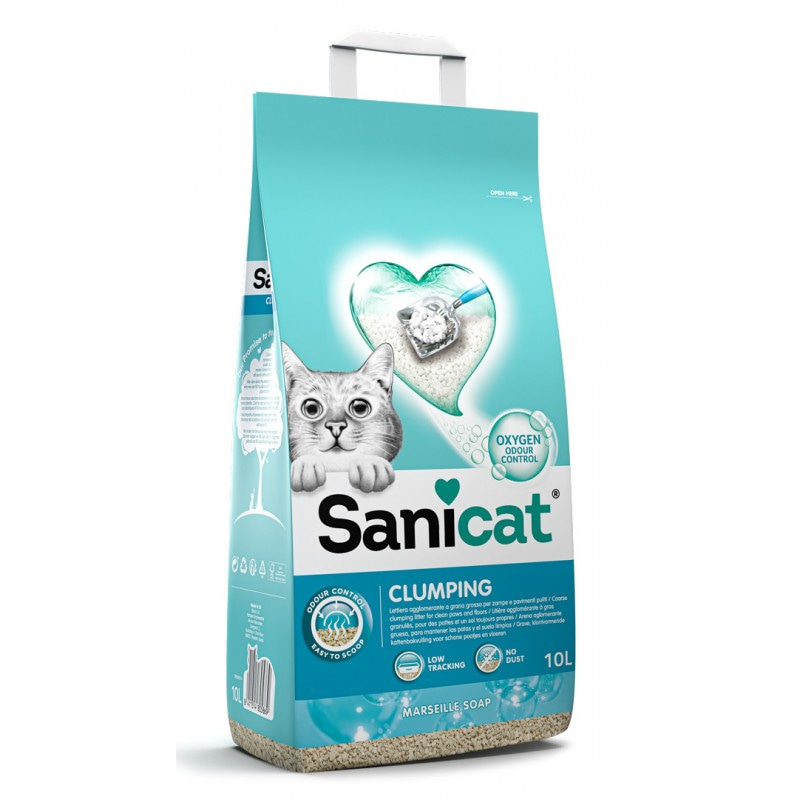 SaniCat комкующийся наполнитель для кошачьего туалета с активным кислородом и ароматом марсельского мыла 