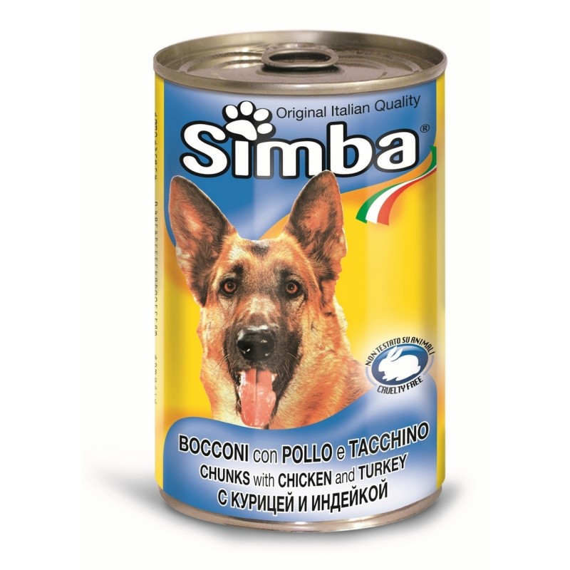 Влажный корм (консервы) Monge Simba Dog для собак кусочки курицы с индейкой 1,2 кг