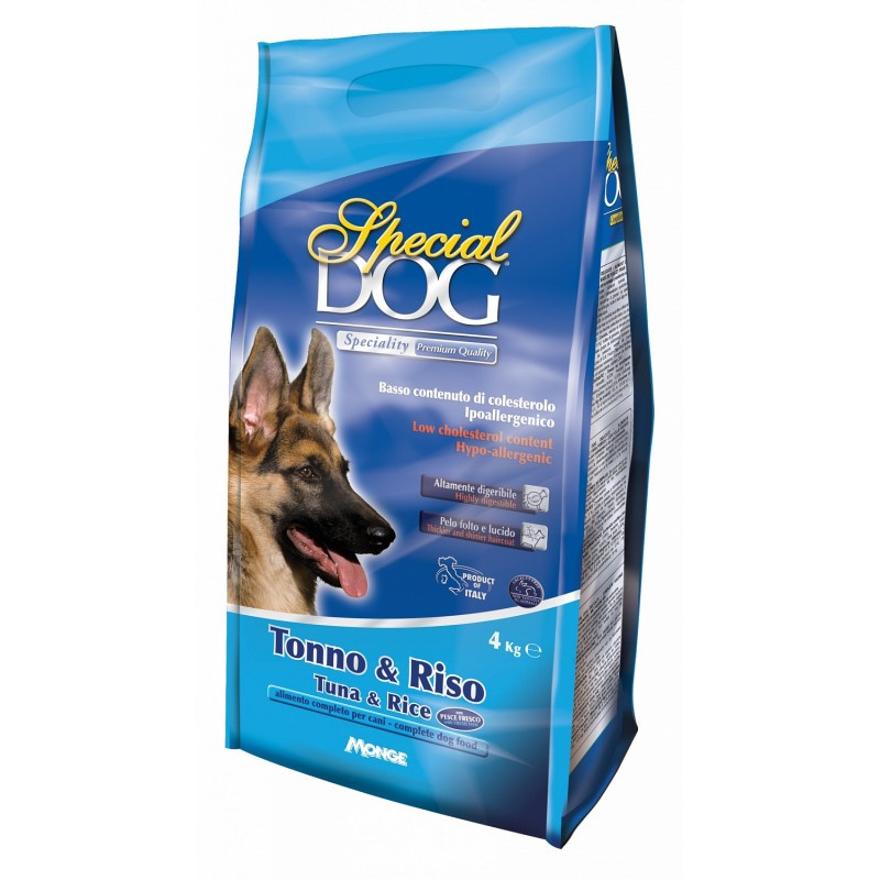 Сухой корм Monge Special Dog корм для собак с особыми потребностями (с чувствительной кожей и пищеварением) тунец/рис 4 кг