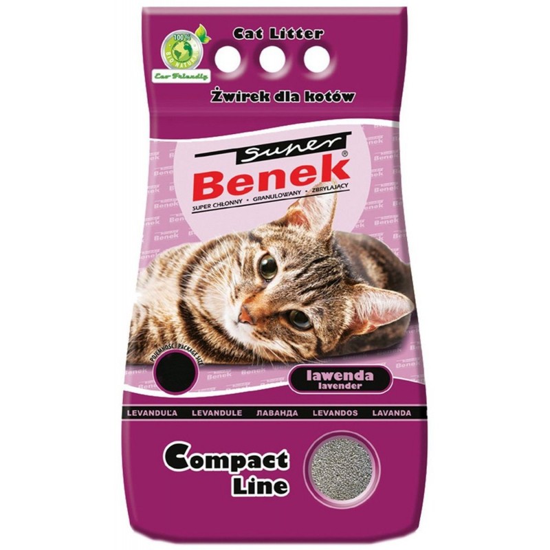 Наполнитель для кошачьих туалетов Super Benek Compact Line Лаванда, комкующийся, 5 л
