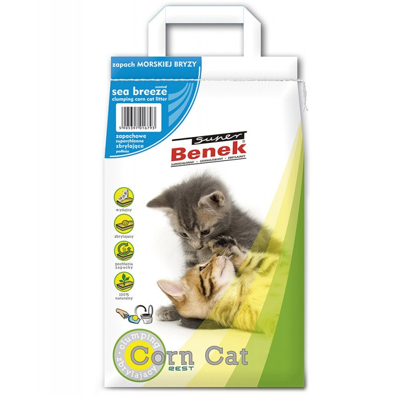 Наполнитель для кошачьих туалетов Super Benek Corn Cat Морской Бриз, 7л