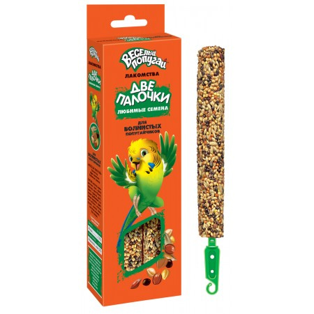 Веселый попугай "Две палочки" любимые семена, для волнистых попугайчиков 70 гр