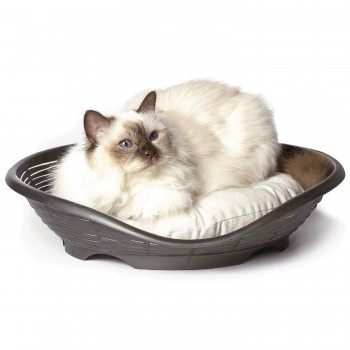 BAMA PET лежанка из ротанга с подушкой PASHA 48х46х11h см, антрацит