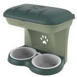 BAMA PET миска для собак настенная двойная 1600 мл 48х27х42h см, зеленая