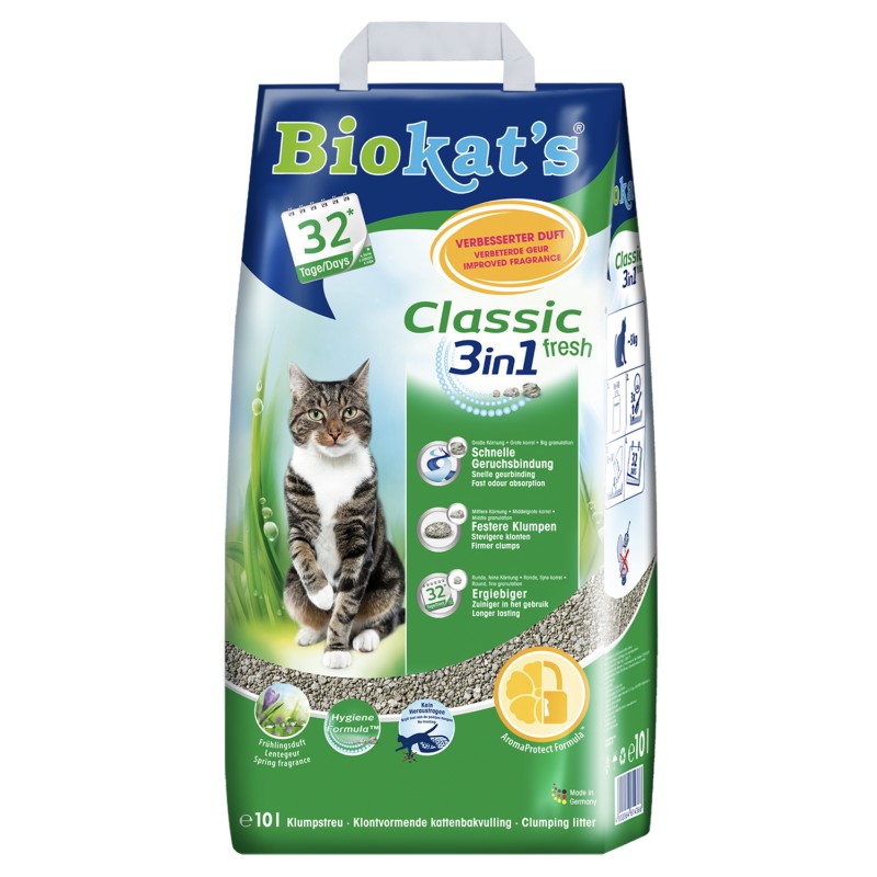 BIOKAT'S CLASSIC FRESH наполнитель комкующийся c ароматизатором 10 л