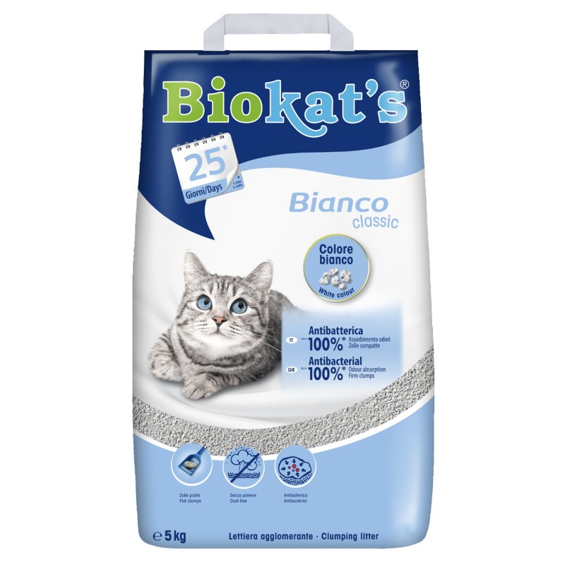 BIOKAT'S BIANCO наполнитель комкующийся белый 5 кг