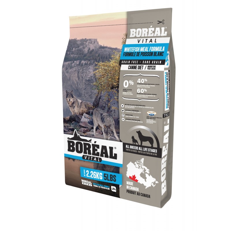 Беззерновой сухой корм Boreal Vital с белой рыбой для собак всех пород 11,33 кг