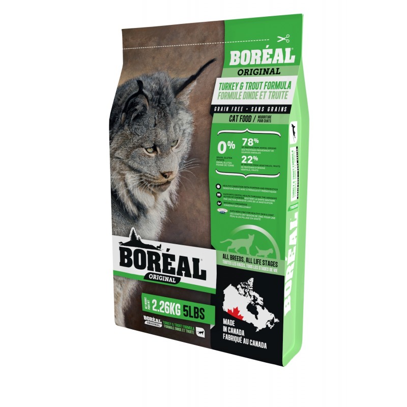 Беззерновой сухой корм Boreal Original с индейкой и форелью для кошек всех пород 2,26 кг