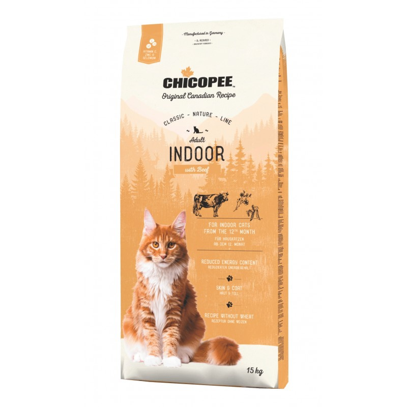 Сухой корм супер-премиум класса Chicopee CNL Classic Nature Line Cat Adult Indoor Beef для домашних и стерилизованных кошек с говядиной 1,5 кг