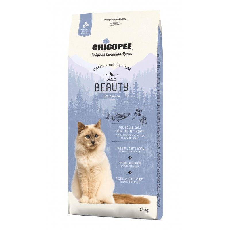 Сухой корм супер-премиум класса Chicopee CNL Classic Nature Line Cat Adult Beauty Salmon для кошек с лососем 1,5 кг