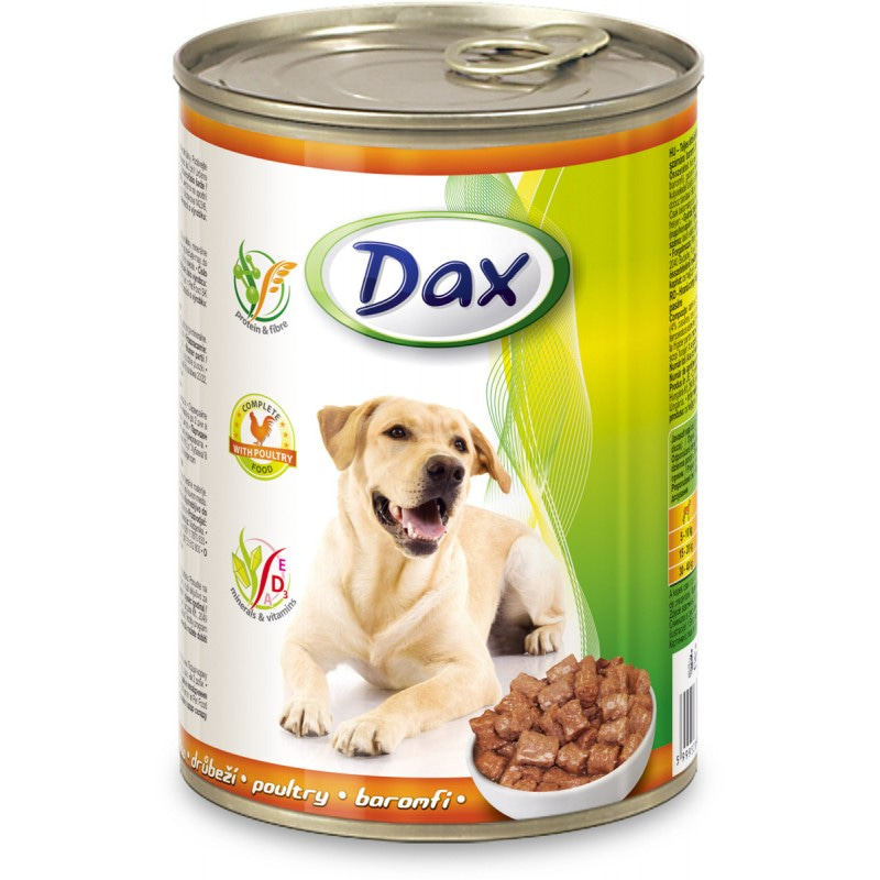 Корм консервированный "Dax" для собак, с домашней птицей, 415 гр