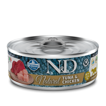 Беззерновые консервы для кошек Farmina N&D Natural Tuna & Chicken с тунцом и курицей 70 г