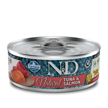 Беззерновые консервы для кошек Farmina N&D Natural Tuna & Salmon с тунцом и лососем 70 г