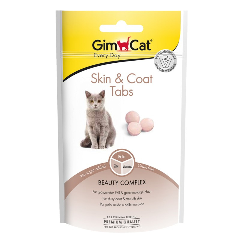 GimCat Skin & Coat Витамины для блестящей шерсти и здоровья кожи для кошек, таблетки, 40г