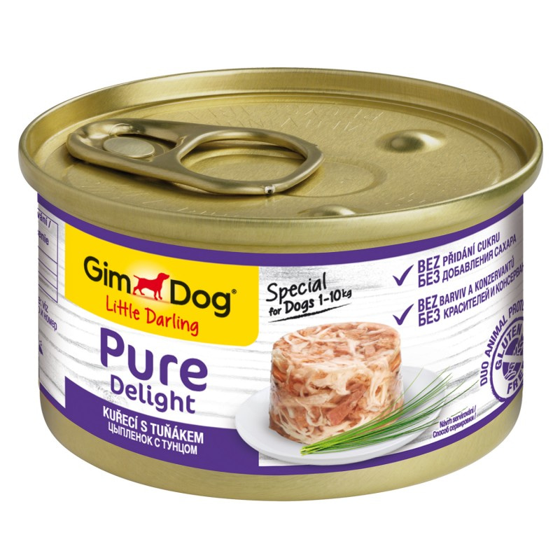 Влажный корм GimDog Pure Delight для собак из цыпленка с тунцом 85 г
