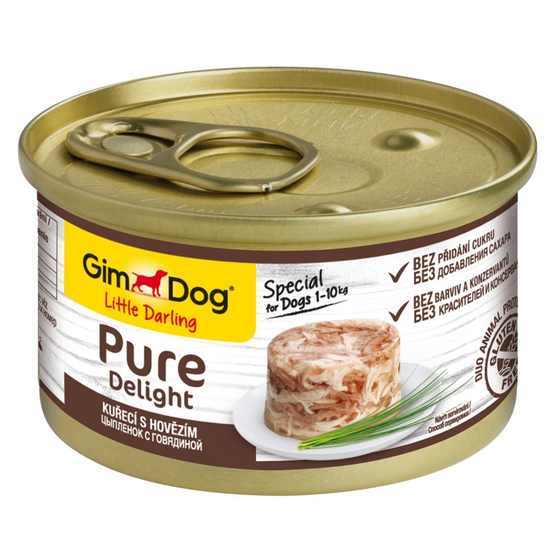 Влажный корм GimDog Pure Delight для собак из цыпленка с говядиной 85 г