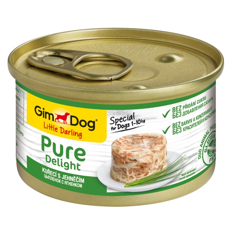 Влажный корм GimDog Pure Delight для собак из цыпленка с ягненком 85 г