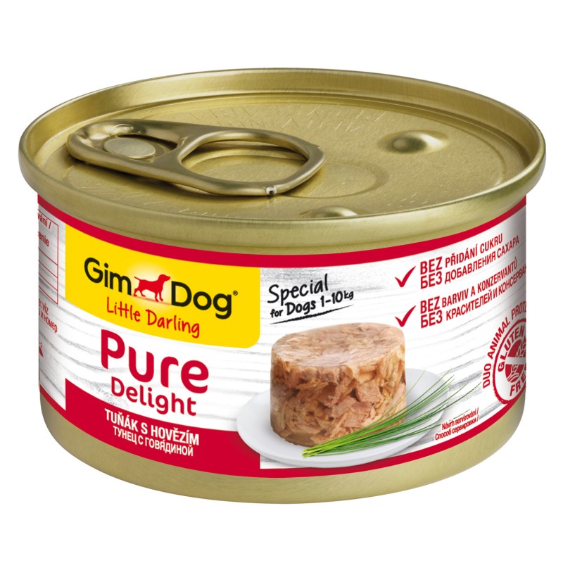 Влажный корм GimDog Pure Delight для собак из тунца с говядиной 85 г