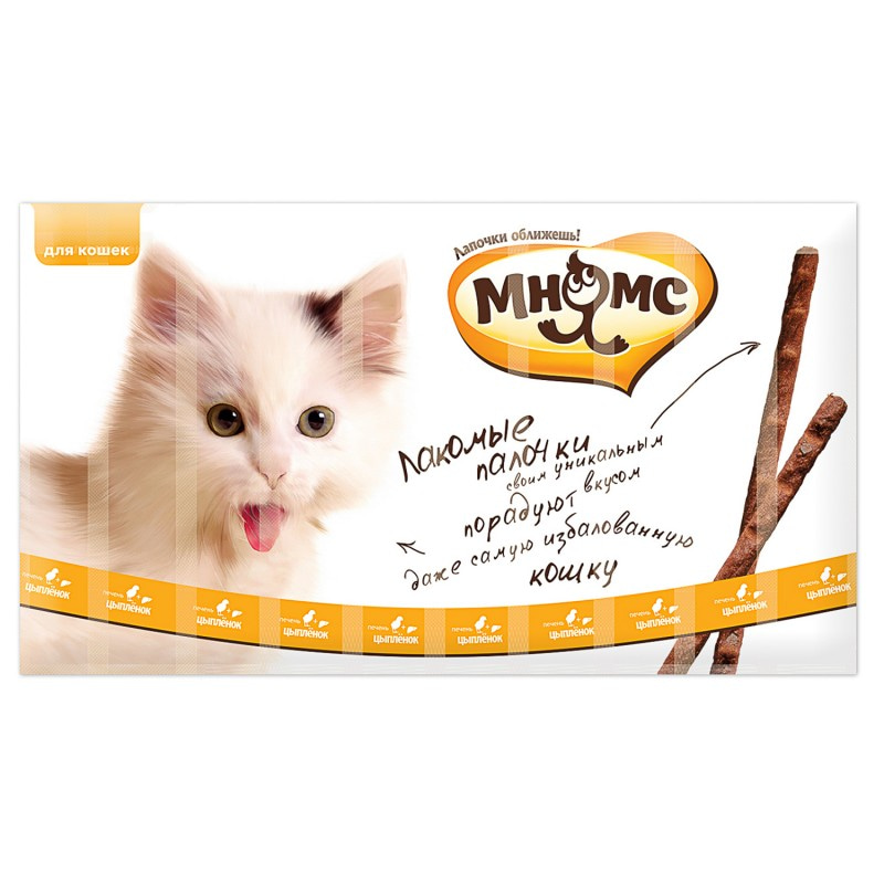 Купить Мнямс лакомые палочки 13,5 см для кошек с цыпленком и печенью 10х5 г Мнямс в Калиниграде с доставкой (фото)