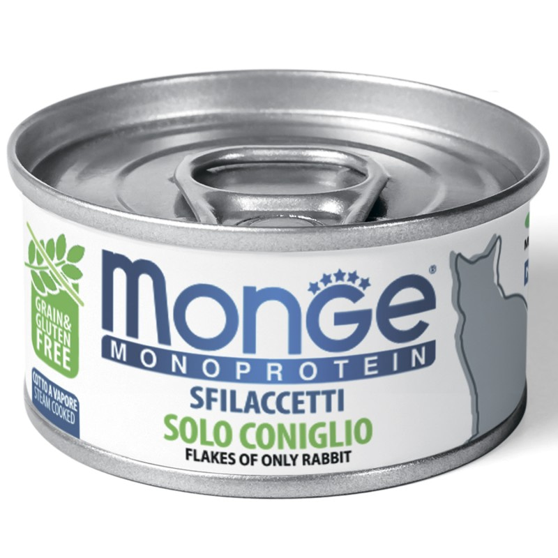 Монопротеиновые консервы для взрослых кошек Monge SOLO CONIGLIO Хлопья из кролика 80 гр