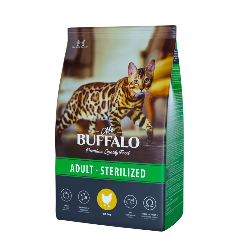 Сухой корм Mr. Buffalo STERILIZED с курицей для стерилизованных кошек и кастрированных котов 10 кг