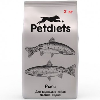Корм сухой Petdiets для собак мелких пород, рыба, 2 кг