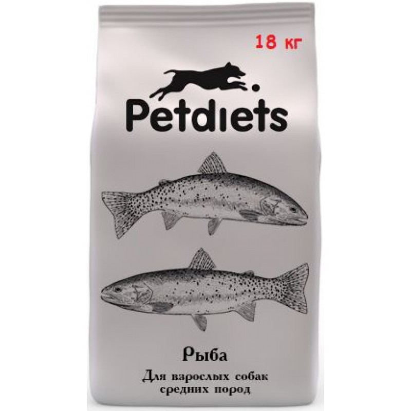 Купить Корм сухой Petdiets для собак средних пород, рыба, 18 кг Petdiets в Калиниграде с доставкой (фото)
