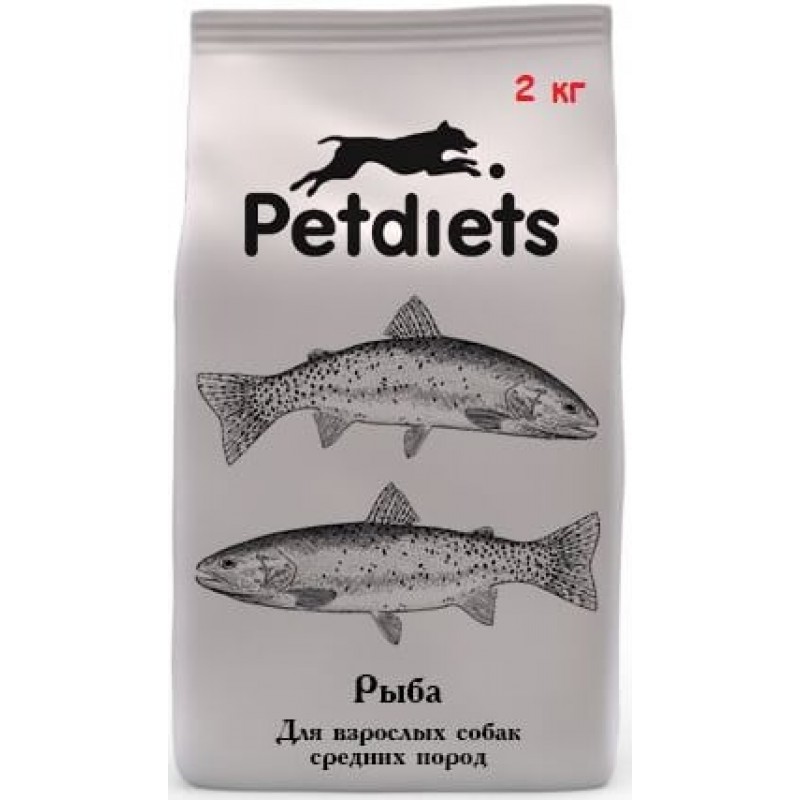Купить Корм сухой Petdiets для собак средних пород, рыба, 2 кг Petdiets в Калиниграде с доставкой (фото)