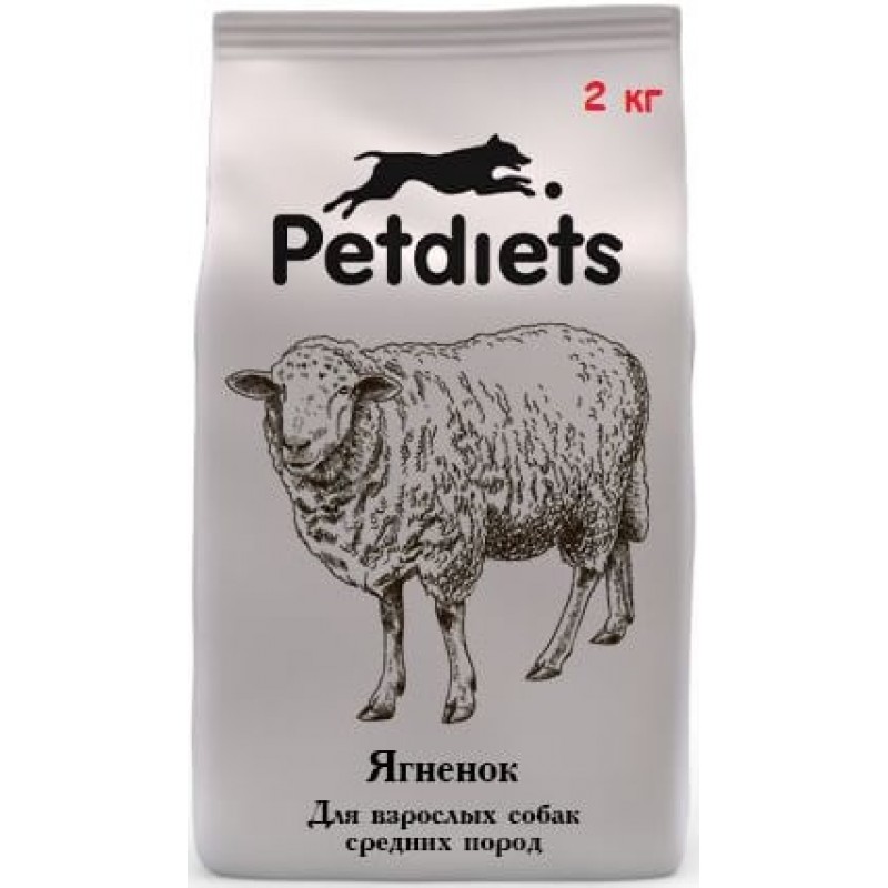 Купить Корм сухой Petdiets для собак средних пород, ягненок, 2 кг Petdiets в Калиниграде с доставкой (фото)