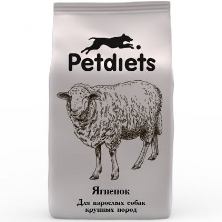 Корм сухой Petdiets для собак крупных пород, ягненок, 18 кг