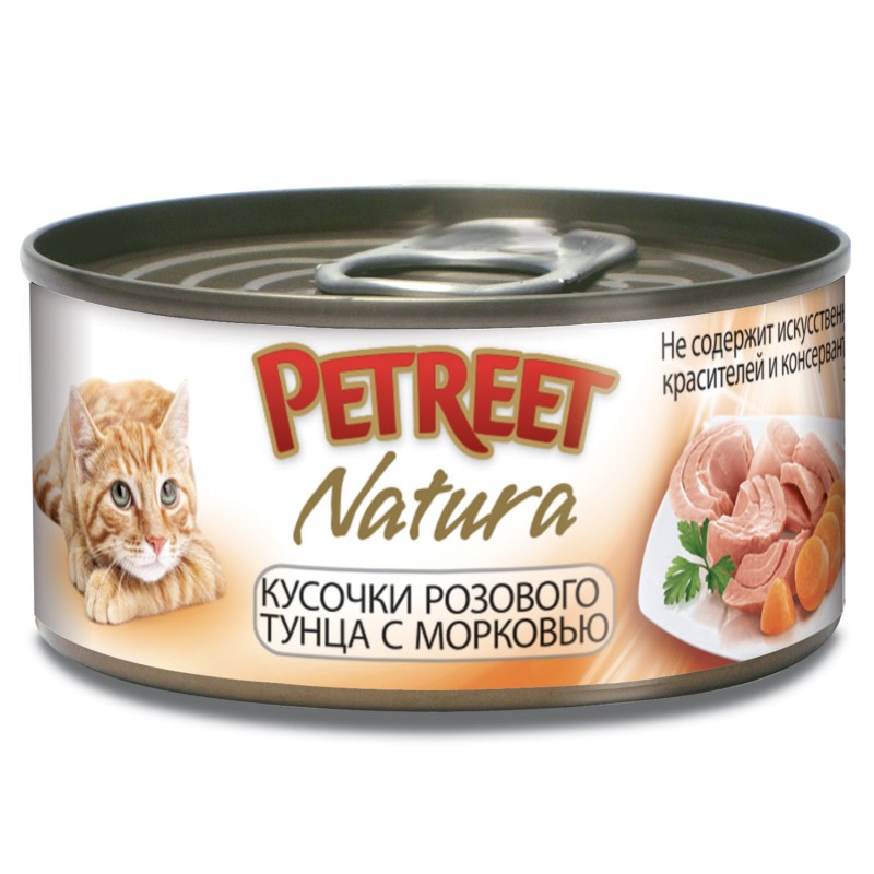 Petreet консервы для кошек кусочки розового тунца с морковью 70 г