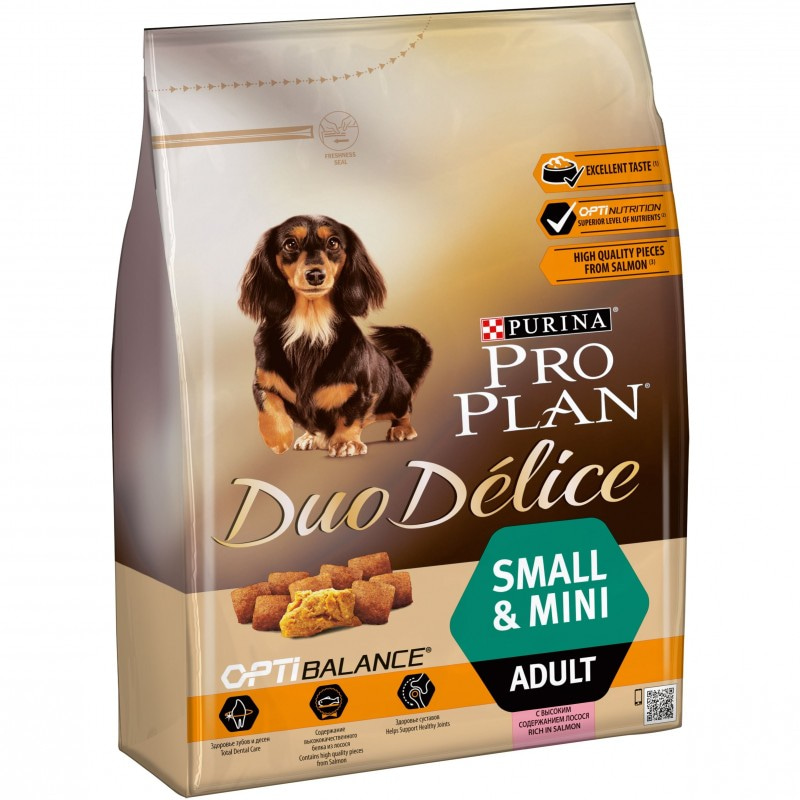 Сухой корм Pro Plan Duo Delice OPTIBALANCE для собак мелких и карликовых пород, с высоким содержанием лосося, 2,5 кг