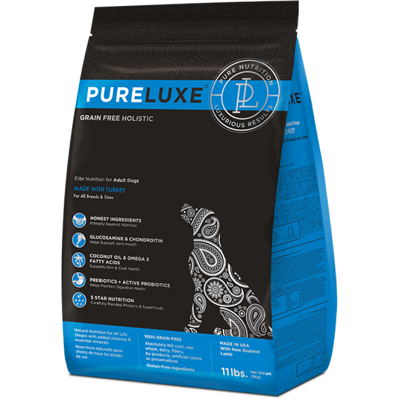 Сухой беззерновой холистик корм PureLUXE для взрослых собак с индейкой – Элитное Питание для городских питомцев 400 гр
