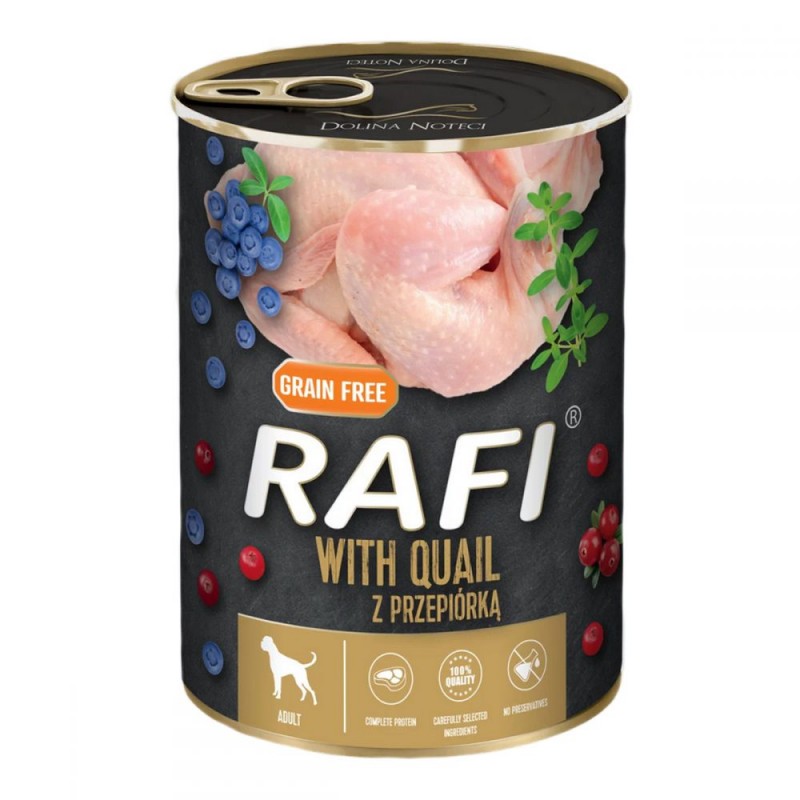 Dolina Noteci Rafi with Quail Беззерновые консервы для взрослых собак всех пород с перепелкой 400 гр