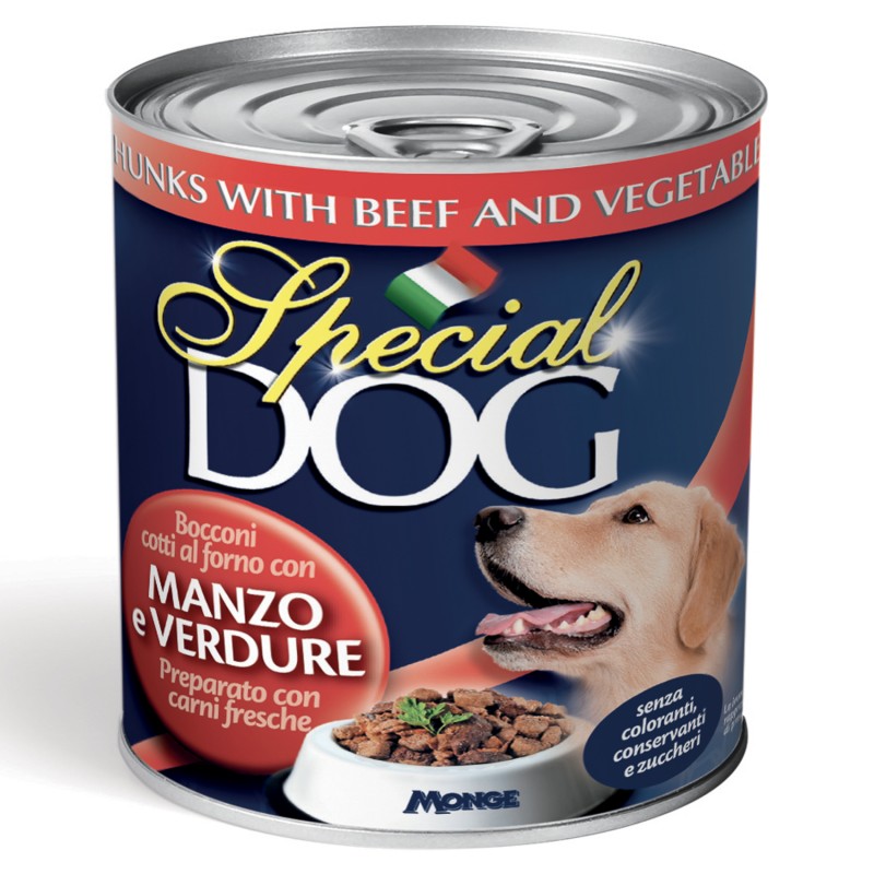 Влажный корм (консервы) Monge Special Dog (Монж Спешл Дог) для взрослых собак всех пород с нормальной физической активностью говядина с овощами 720 гр