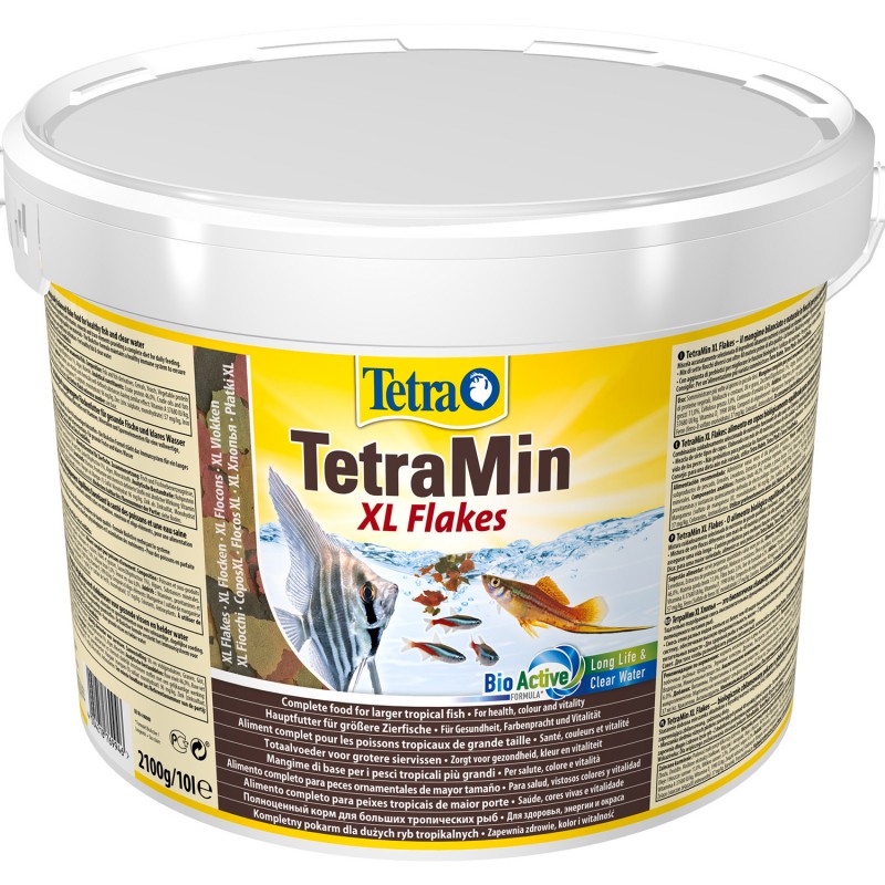 TetraMin XL корм для всех видов рыб крупные хлопья 10 л (ведро)