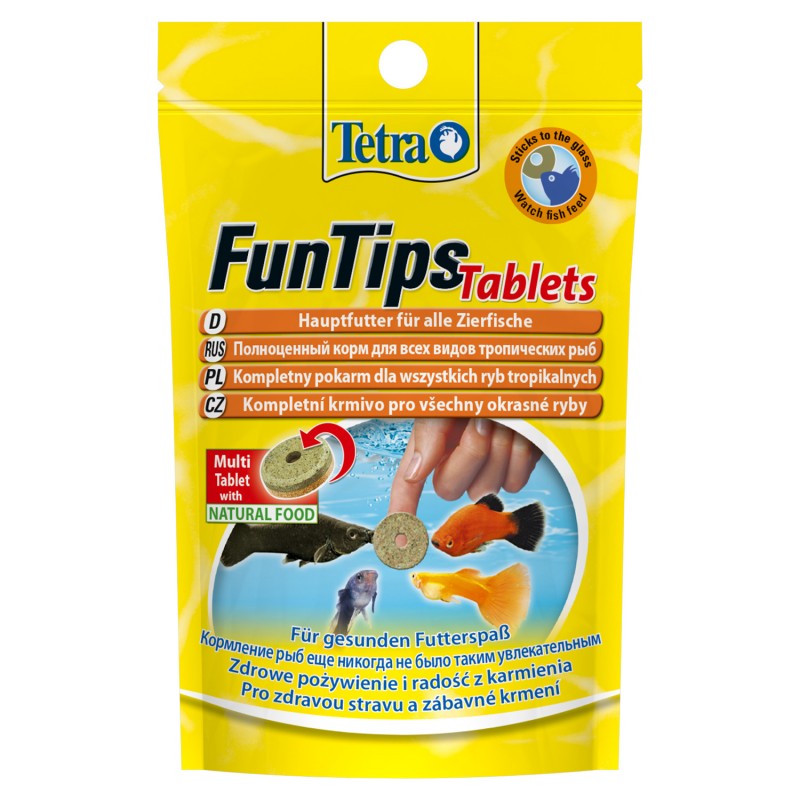 Tetra Fun Tips Tablets корм в таблетках для приклеивания к стеклу 20 таб